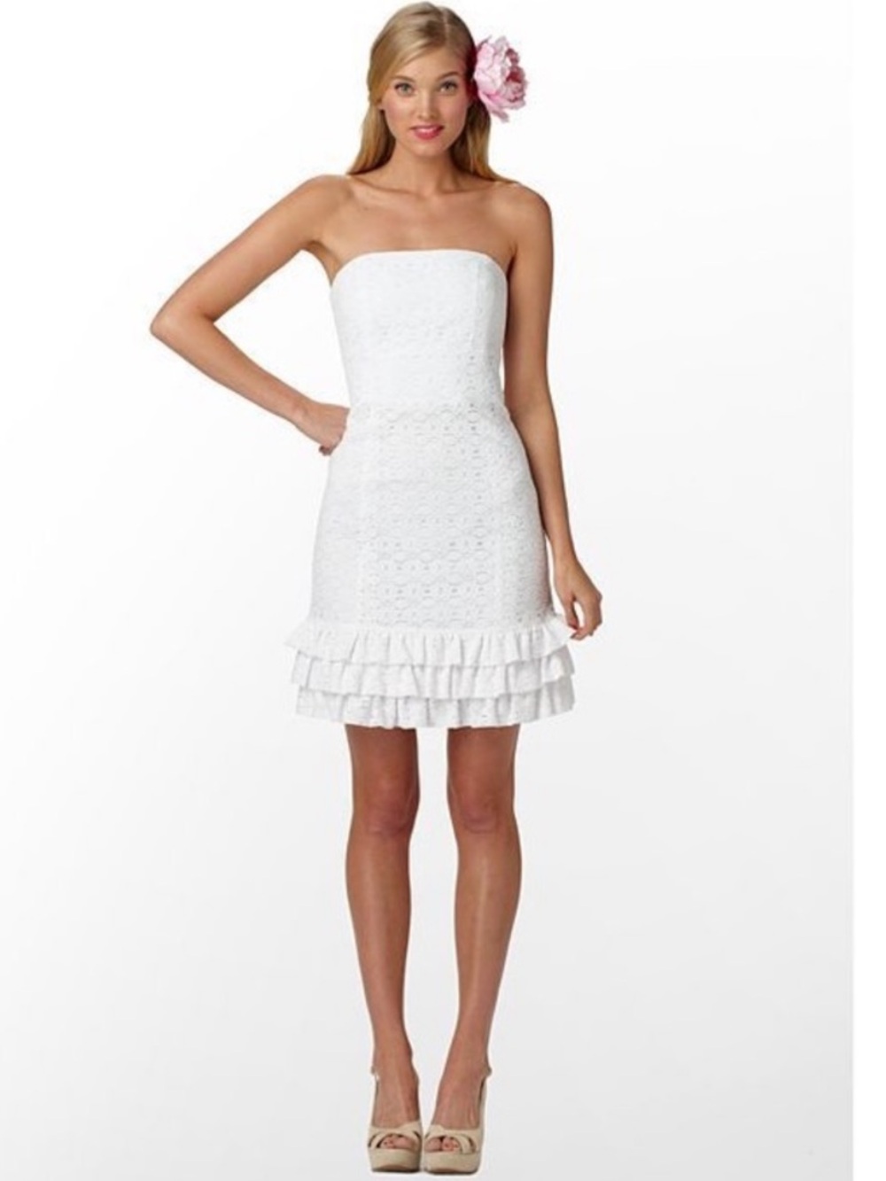 Lilly Pulitzer Franco Strapless White Lace Mini Dress Size 2